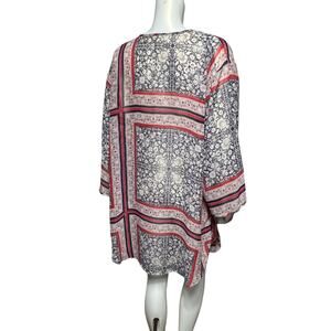 Maurices Floral Print Kimono Cardigan Navy Blue Red White Size S/M Beach Cover